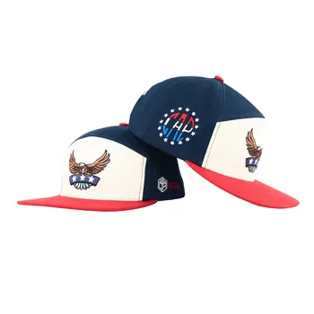 TCAP China 7 Panels Red Navy Snapback Color matching Hat with Embroidery