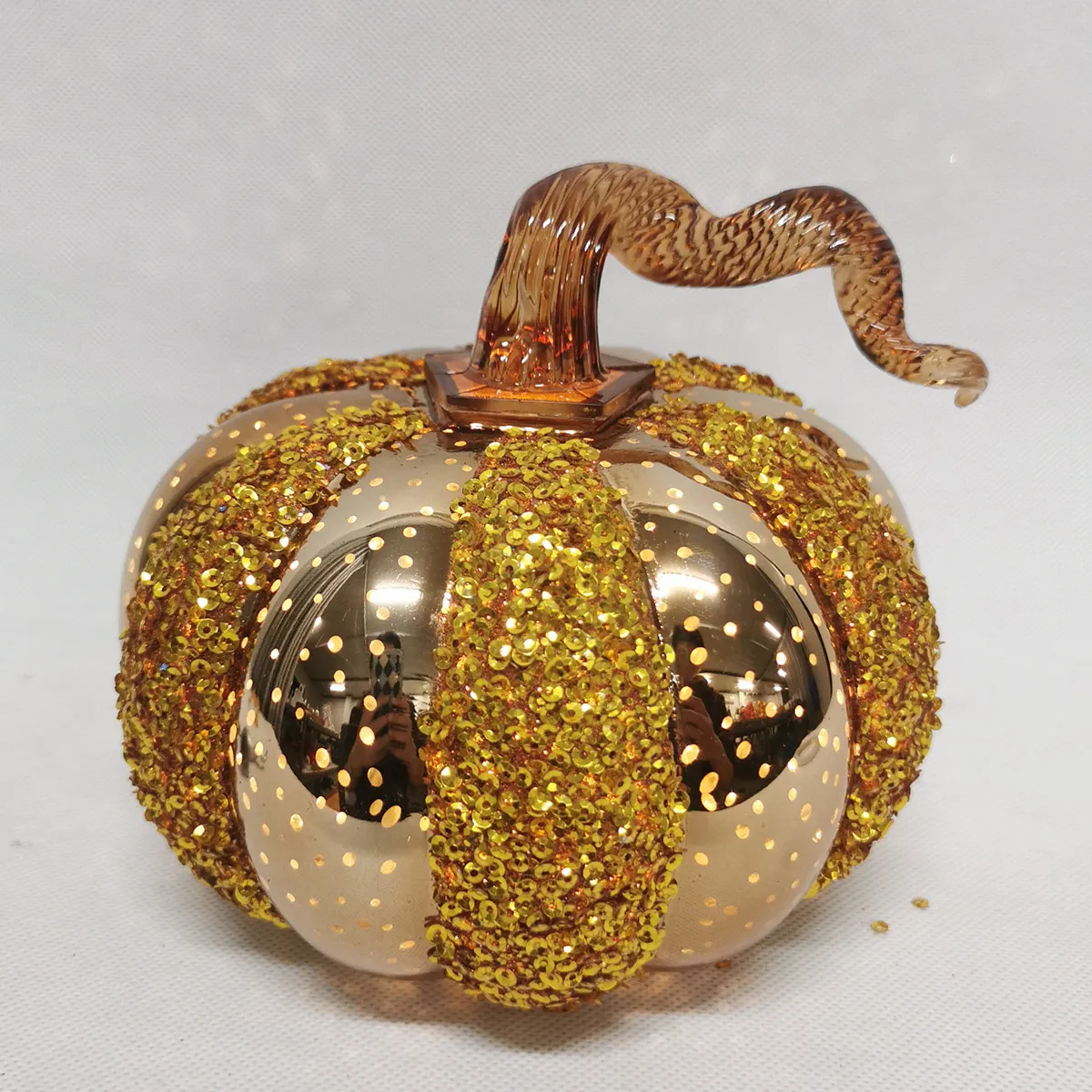 Jiangsu Baoying factory custom made artificial matte gold glass craft halloween gift pumpkins table decorations ideas wholesale details