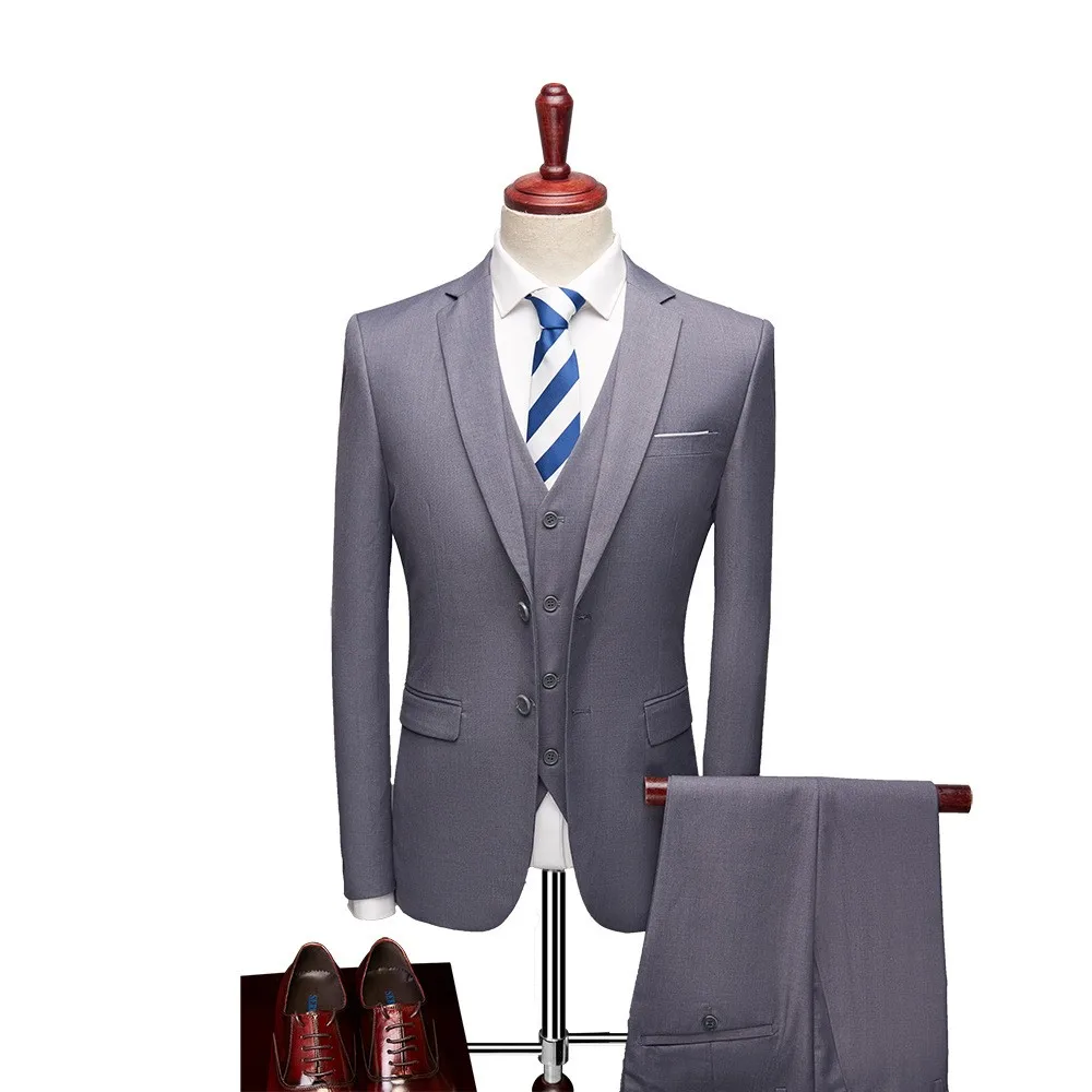 Y2603 British Style Business Suit for Men Slim Fit Jacket+Vest+Pant 3 Piece Set Formal O aperçu 8
