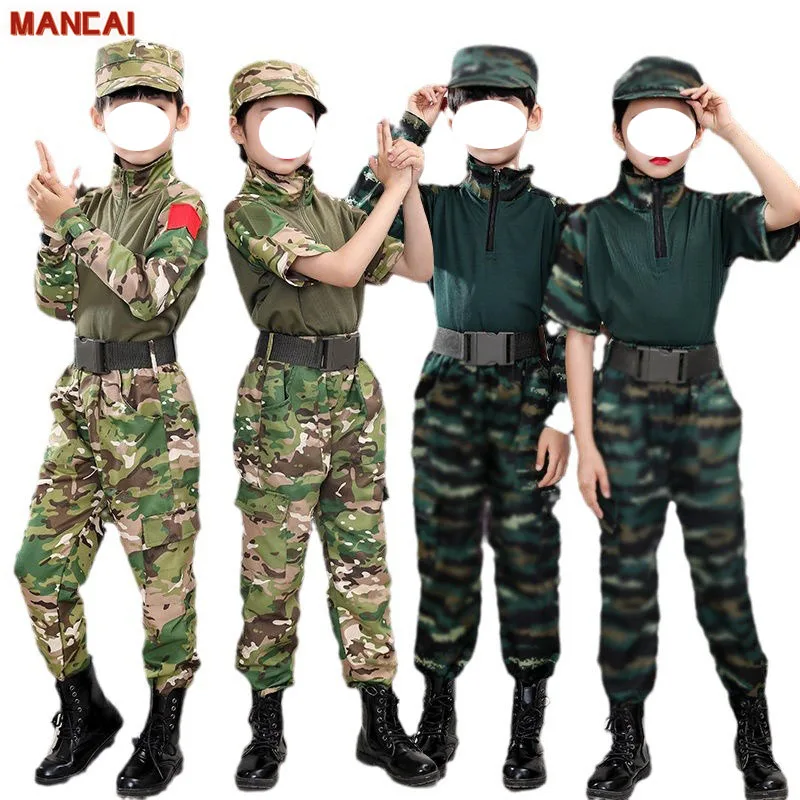 Pantalon Camouflage Militaire Pour Enfants - Toutes Tailles, Style Jogging, Fermeture Zip