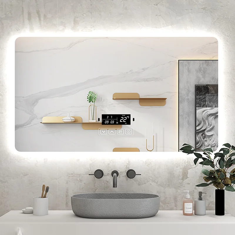 product big espejo cuerpo completo hanging smart large sandblast dimming bathroom makeup mirror with led light and bluetooth-2