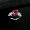 Heart Cut Ruby S925 Silver Ring