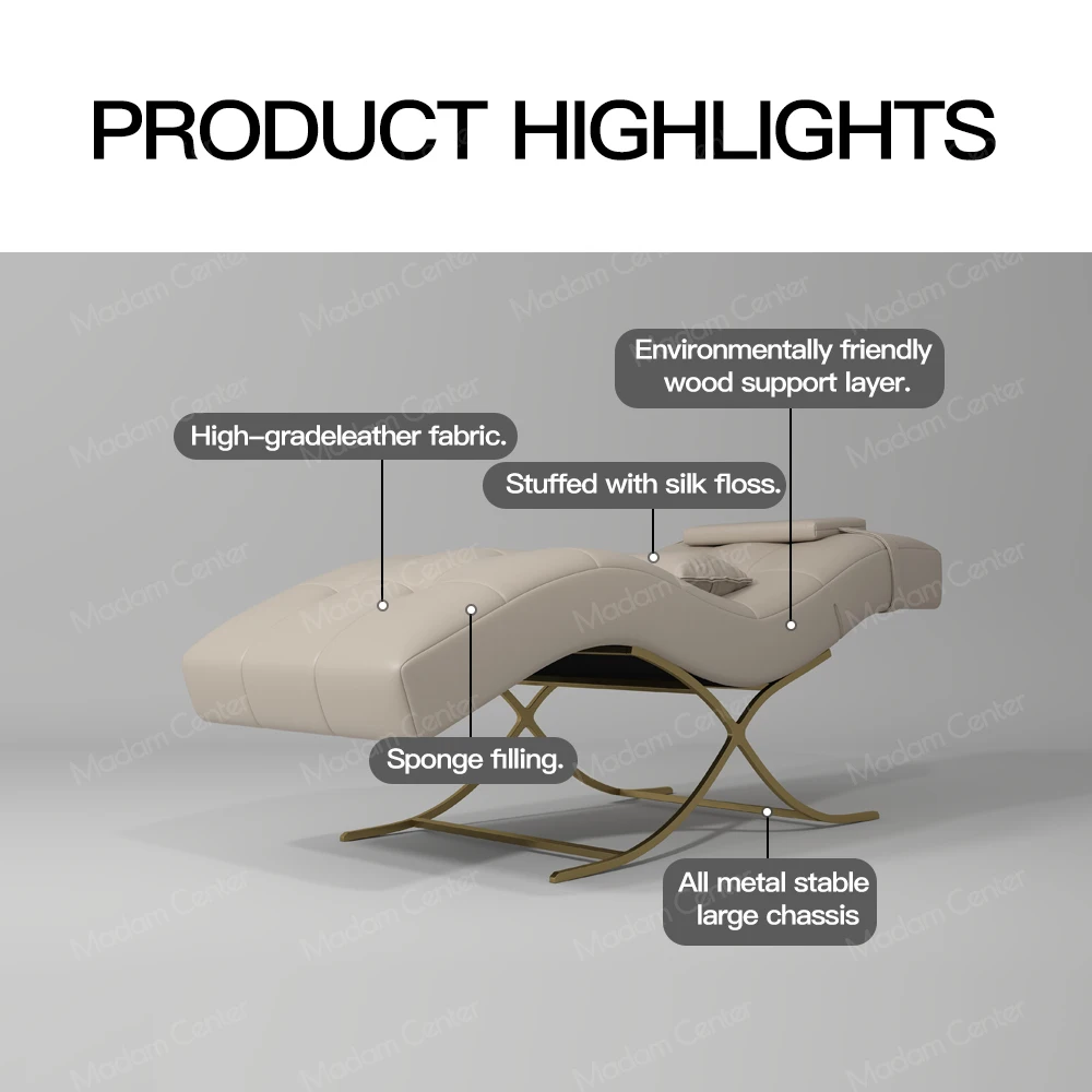 Madamcenter Luxury Black Beauty Salon Sofa Aesthetic Synthetic Leather Lash Bed for Eyebrow Facial Eyelash Extension Chair