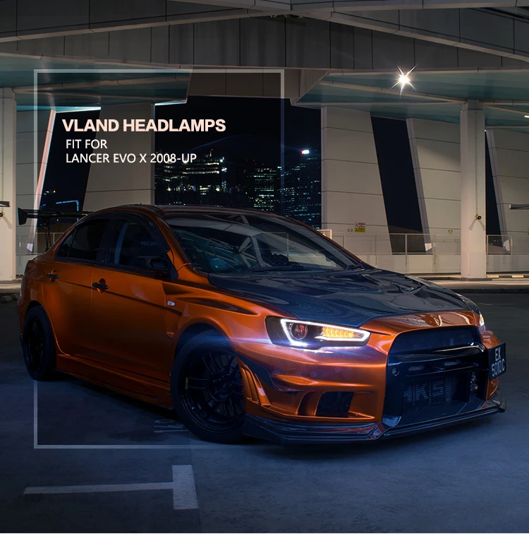 VLAND-faros LED delanteros para coche Mitsubishi, lámpara de Ojos de demonio con lentejuelas, para modelo Galant Lancer ex Fortis, 2008-2017