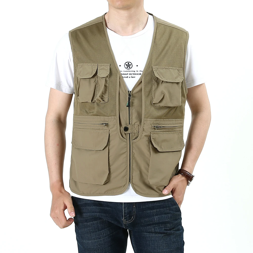 Wholesale Outdoor Fishing Vest Quick-drying Breathable Mesh Jacket for  Photography Hiking Khaki_XXXL From China