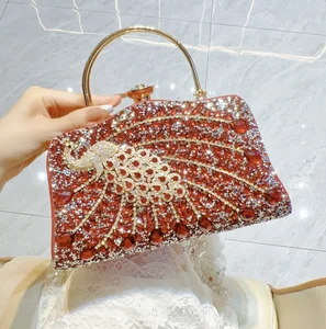 Full Diamond Handbag High-End Party Shoulder Crossbody Evening Banquet Bag Luxury Wedding Party Handbags Lady Satin Evening Bags