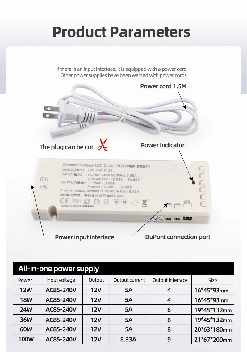 Zhongshan 12v 24v 100w Dimmable Led Driver Cabinet Led Switching Power ...