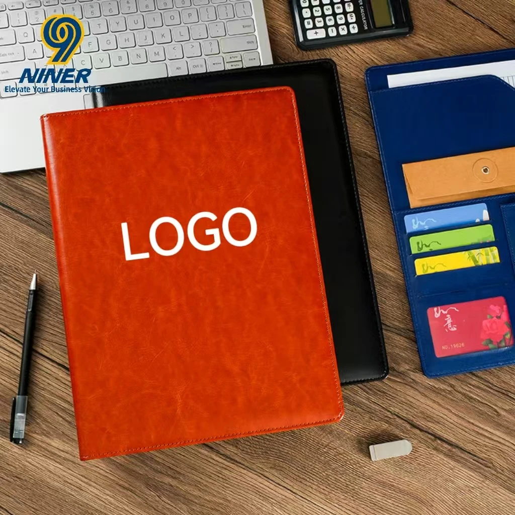Multi-functional A4 Leather Business Office Document Pouch Contract Note Folder Customized