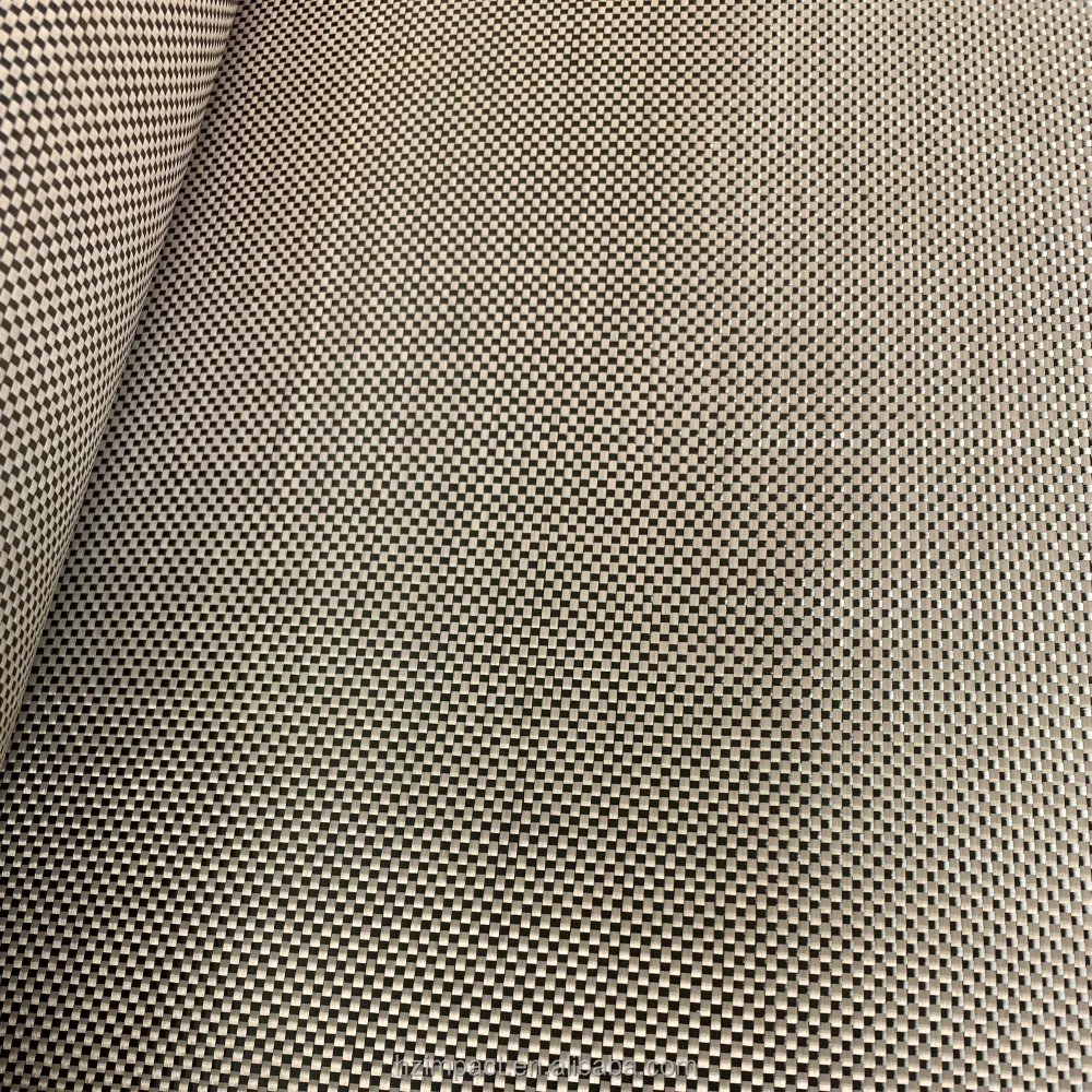 Champagne Gold Carbon Fiber Fabric Waterproof for Kevlar Mixed Hybrid Plain/Twill Weave Mixed for Kevlar Cloth Carbon Fiber