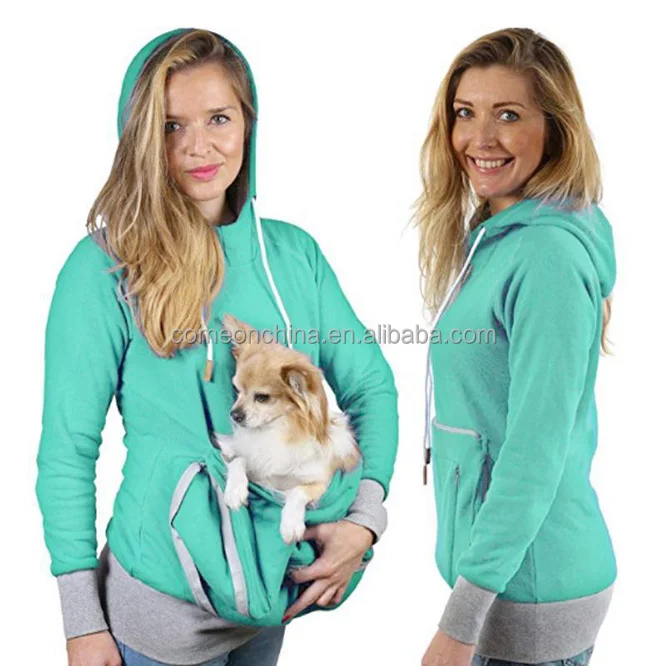 Long Sleeve Fleece Kangaroo Pullover Dog Cat Carrier Hoodies Pet Pouch