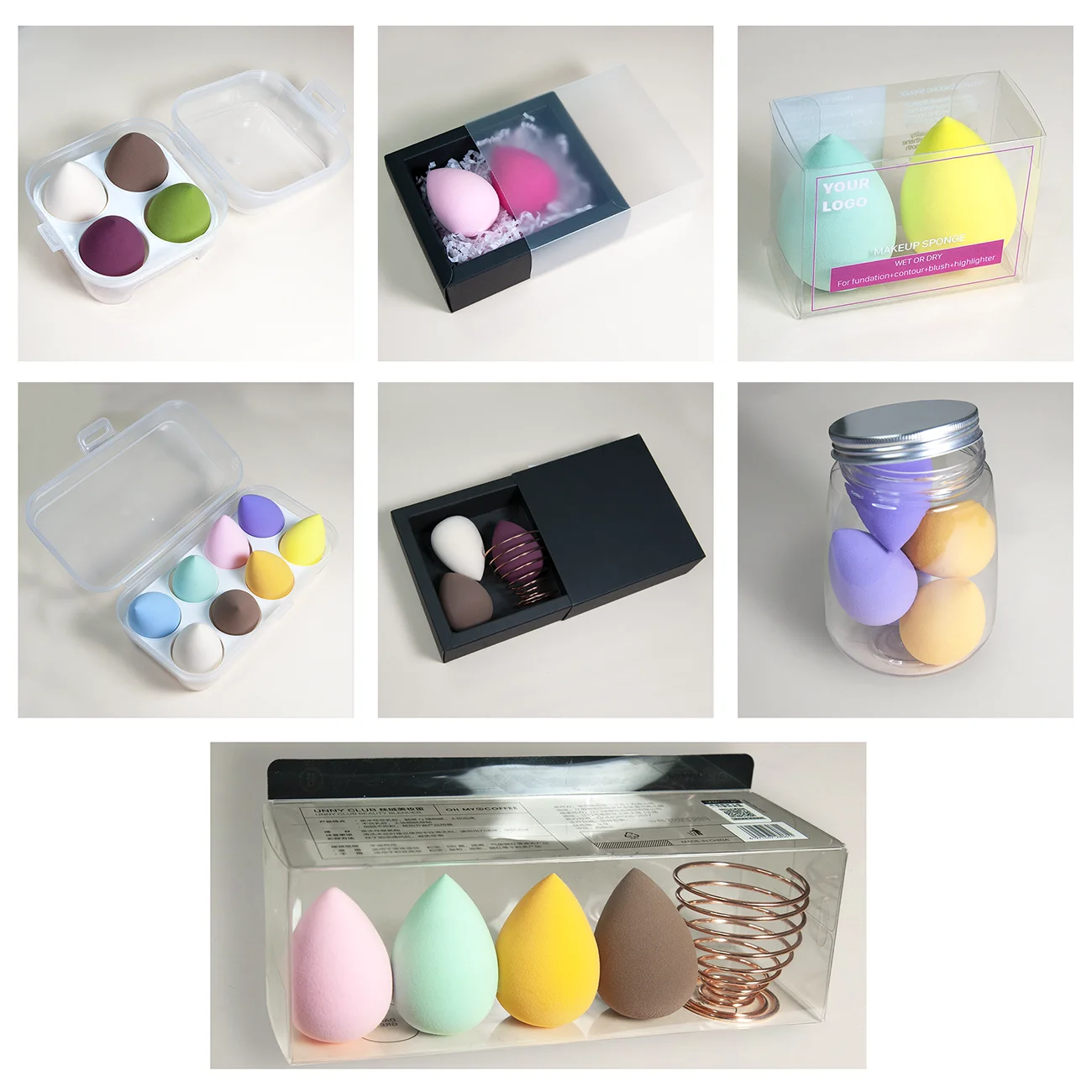 Низкий минимальный объем заказа от частной марки изготовленным на заказ логосом косметический спонж для макияжа набор в коробке макияж губки/основная губка