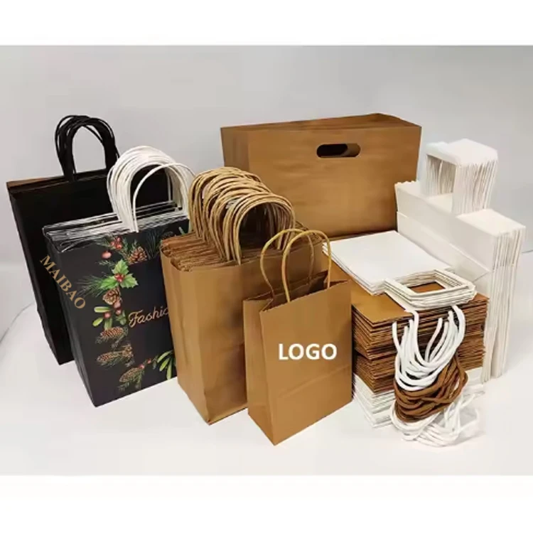 Wholesale Recycled Craft Nylon Handle Gift Black Brown White Bolsa De  Papel, Custom Kraft Paper Shopping Bag With Your Own Logo