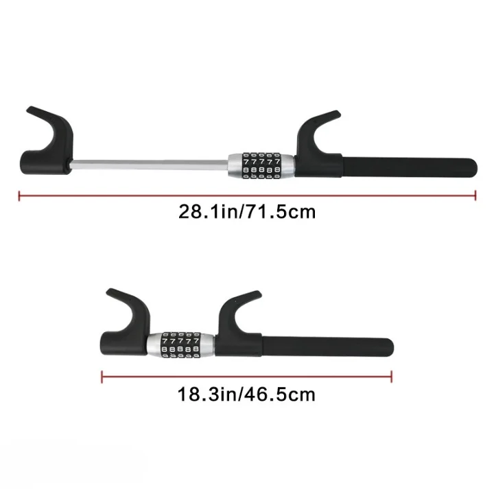Cheap Car Anti-theft Code Lock Black Alloy Material Universal Steering Wheel Lock