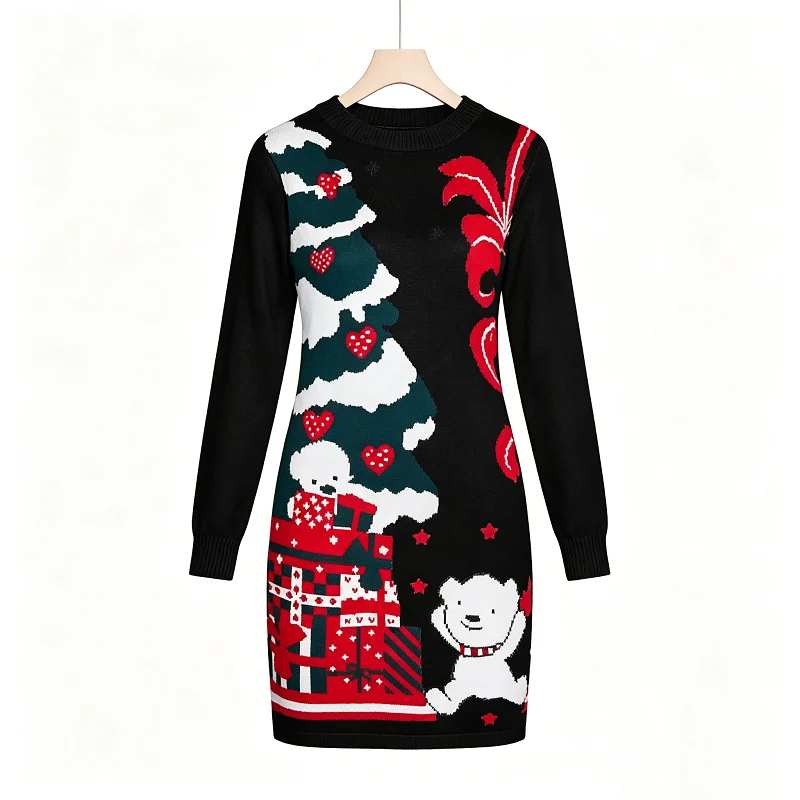 Christmas Clothes Wholesale Custom Woman Sweater Sexy Knitted Funny Winter Sweater Red Knitted Christmas for Home