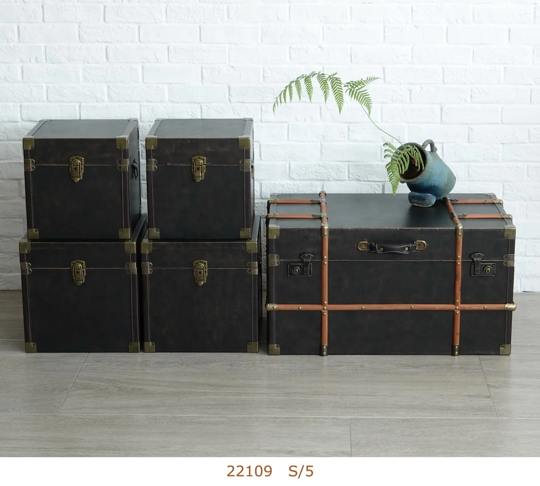 Large Wooden Storage Trunk Boxes Set For Home Decorative Storage Buy