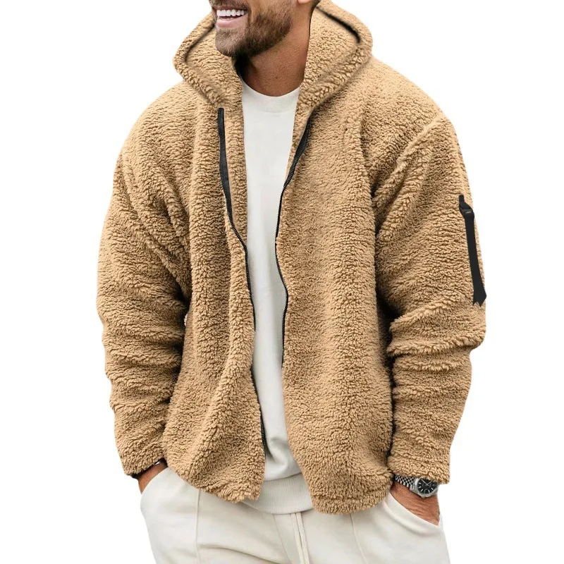 Mens Fleece Coat Winter Autumn Warm Long Sleeve Jacket