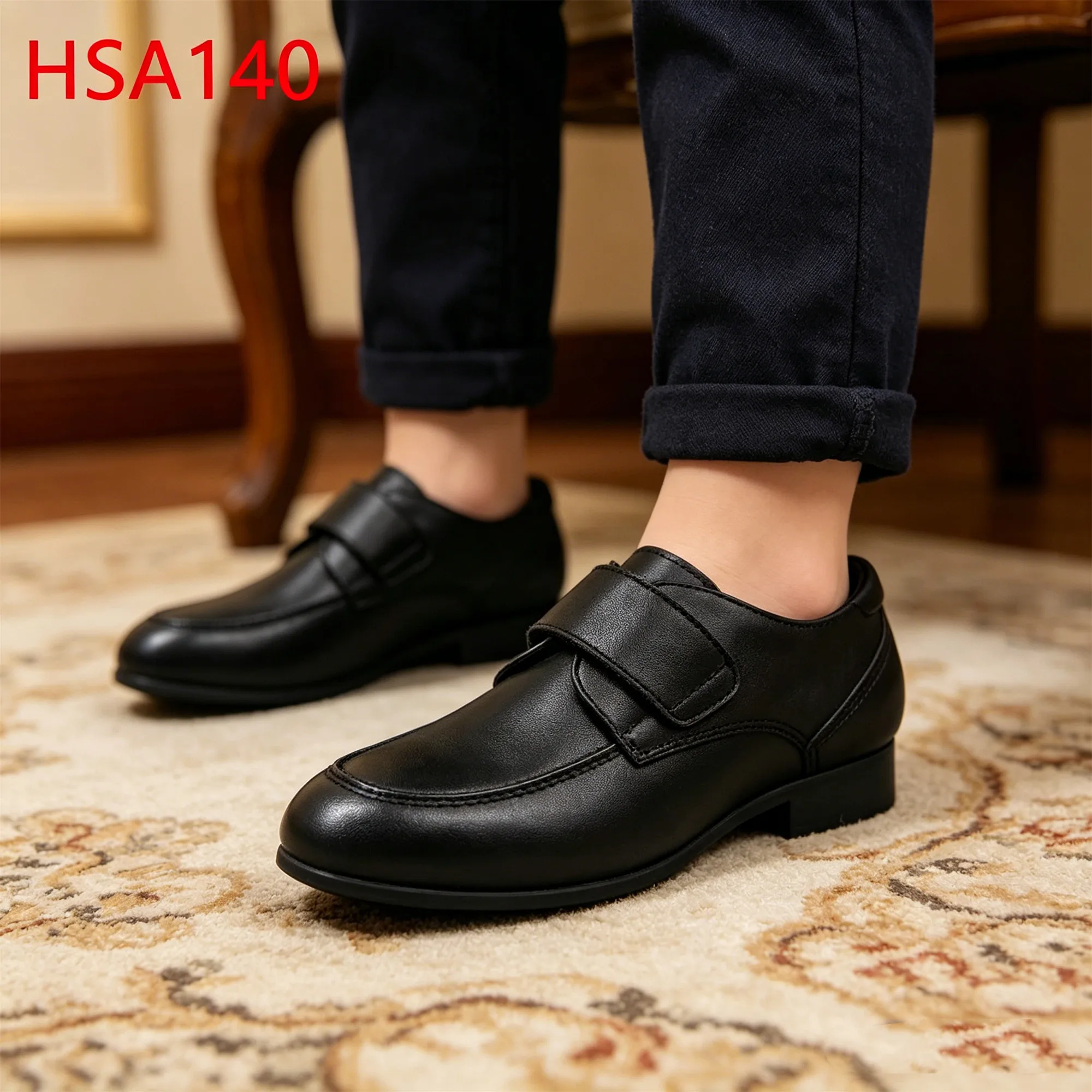 ZYF,Graduation Ceremony Magic Tap Design Kids Black Dress Shoes Formal Event Full Grain Leather Child Uniform Shoes HSA140