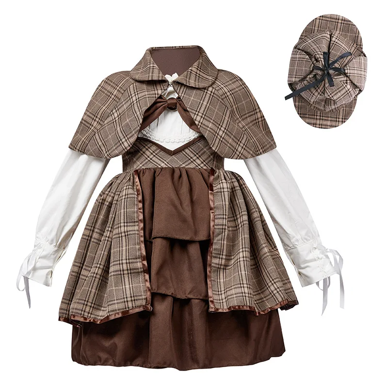 NEUES Detektivkostüm für Mädchen im britischen Stil, schönes Cosplay-Partykleid, Karneval, Halloween_voghion.com