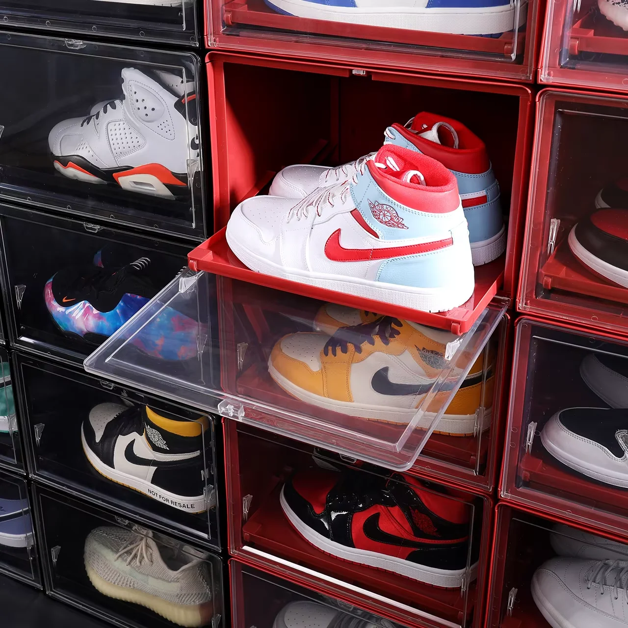 Haixing Plastic Storage Shoe Box Drawer - Large Red Sneaker