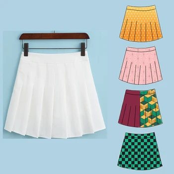 Women Fashion High Waist Pleated Skirt Candy Colors Female Mini A-Line Stitching Button all-around pleated skirt Tight skirt