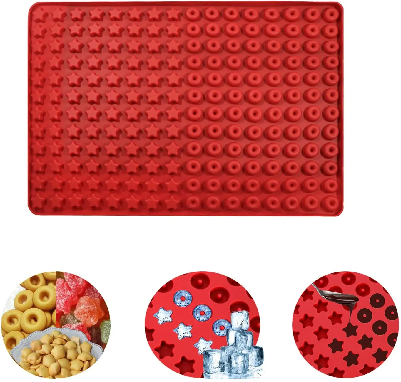 192 Mini Chocolate Chip Mold Candy Molds Silicone,Star And Donuts For