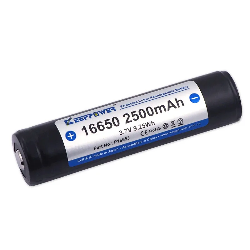 Keeppower 16650 3.7v 2500mah Protected Rechargeable Lithium Ion Battery ...