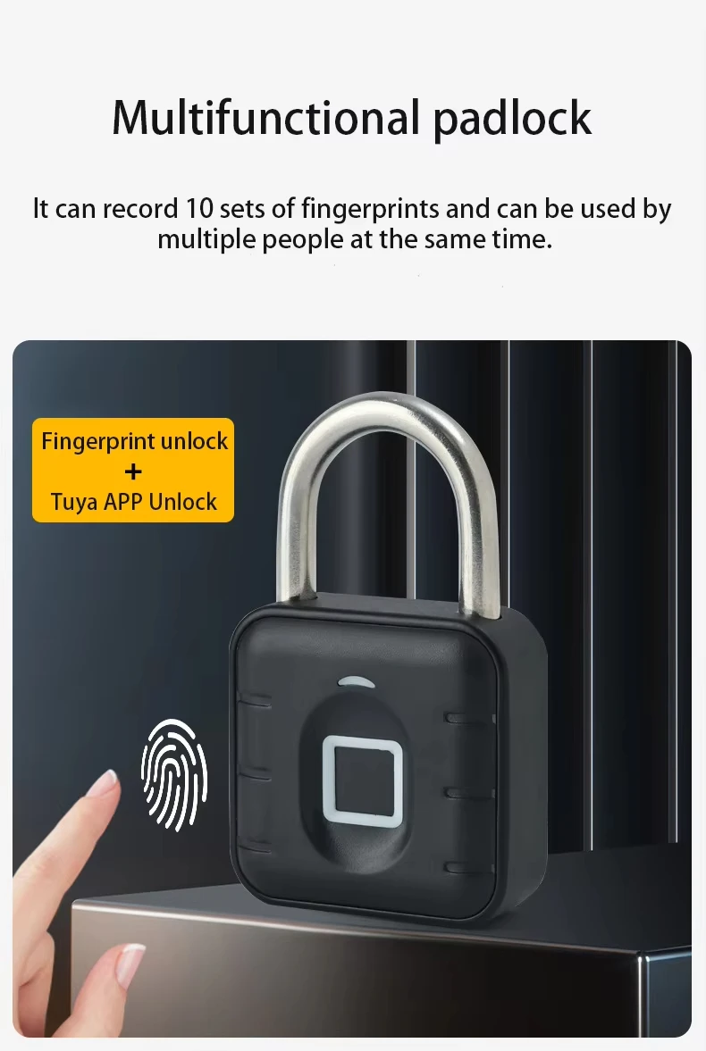 Good Price Smart Life APP Remote Control Tuya Smart BLE Fingerprint Padlock PST-SY12