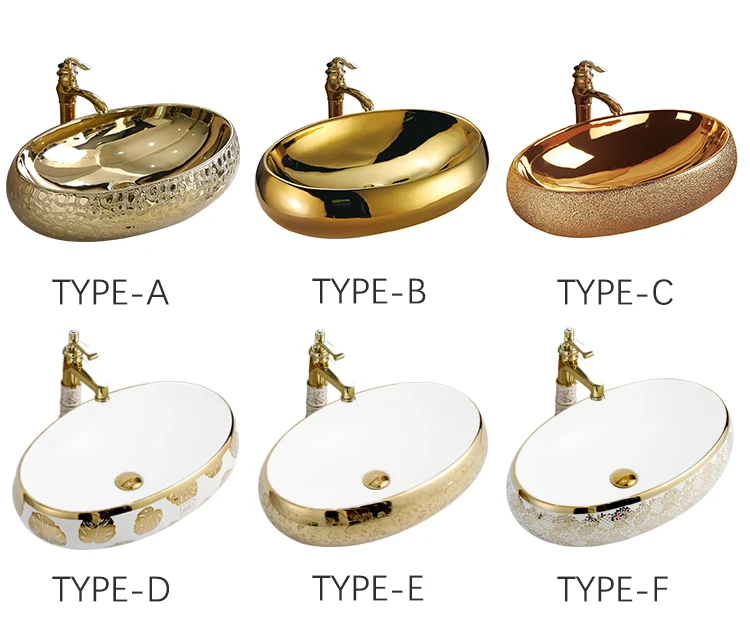 Luxury Bathroom Lavabo - Golden Sink Ceramic Art Vanity