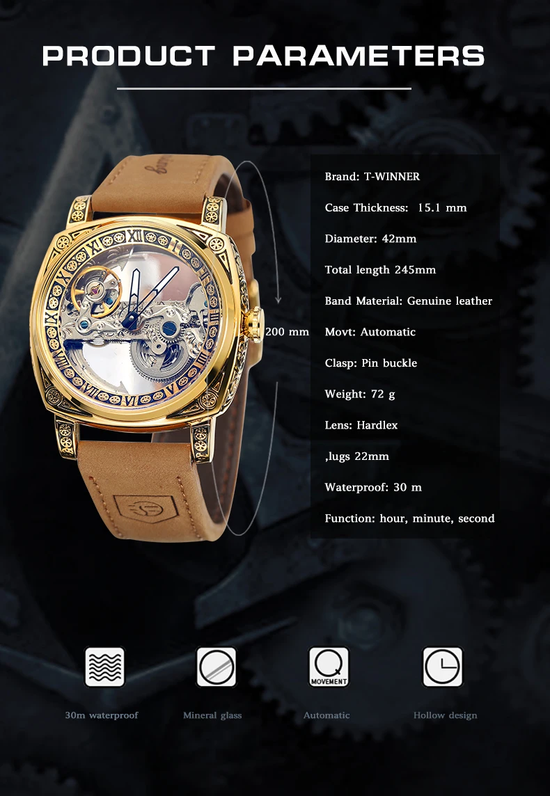Forsining Men's Automatic Mechanical Watch Vintage Hollow Style_voghion.com