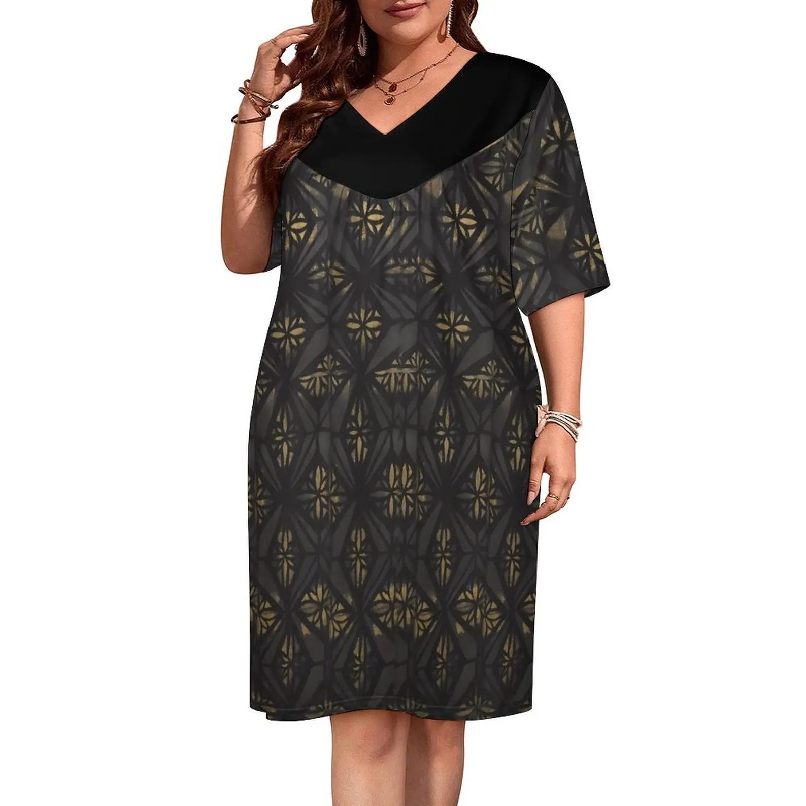 Mumu Sweetheart Neck Short Sleeve Midi Dress for Plus Size Mumu Sweetheart Neck Short Sleeve Midi Dress for Plus Size