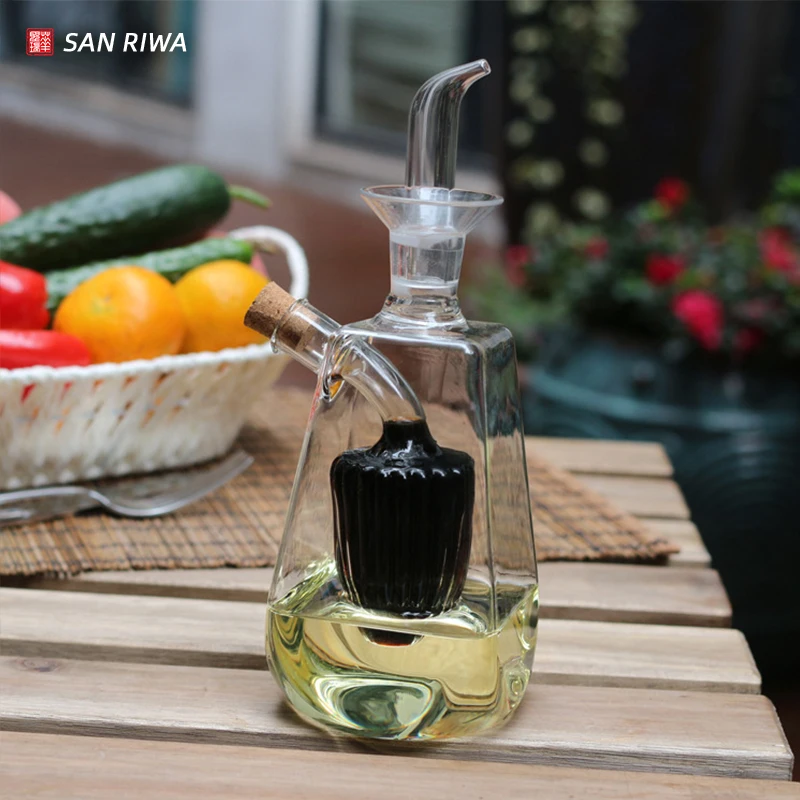 2 In 1 Round Olive Oil Dispenser And Vinegar Bottle Clear Glass 最大66％オフ！