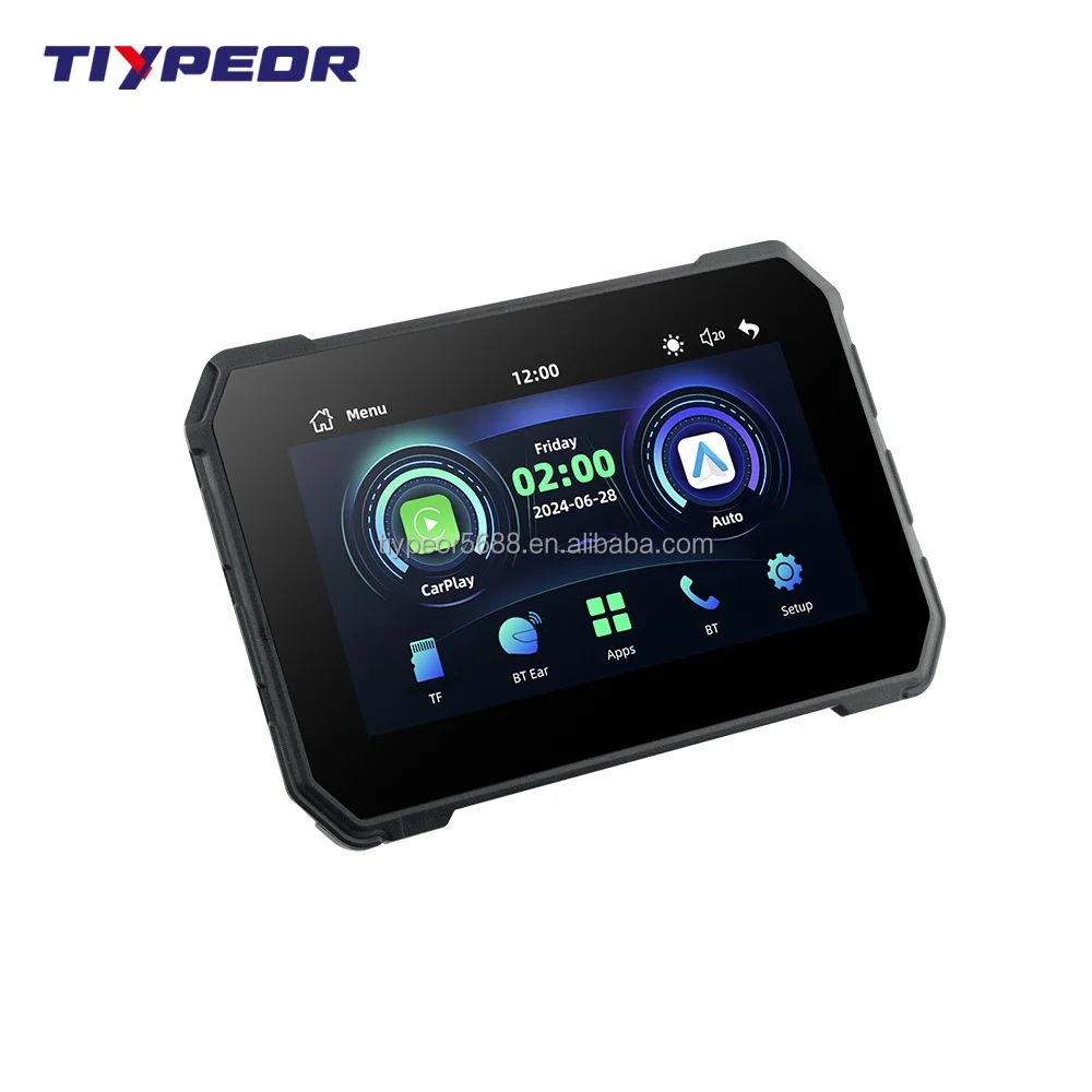 product tiypeor 5 inch motorcycle monitor wireless carplay android auto screen motorcycle navigation motorcycle wireless gps-8