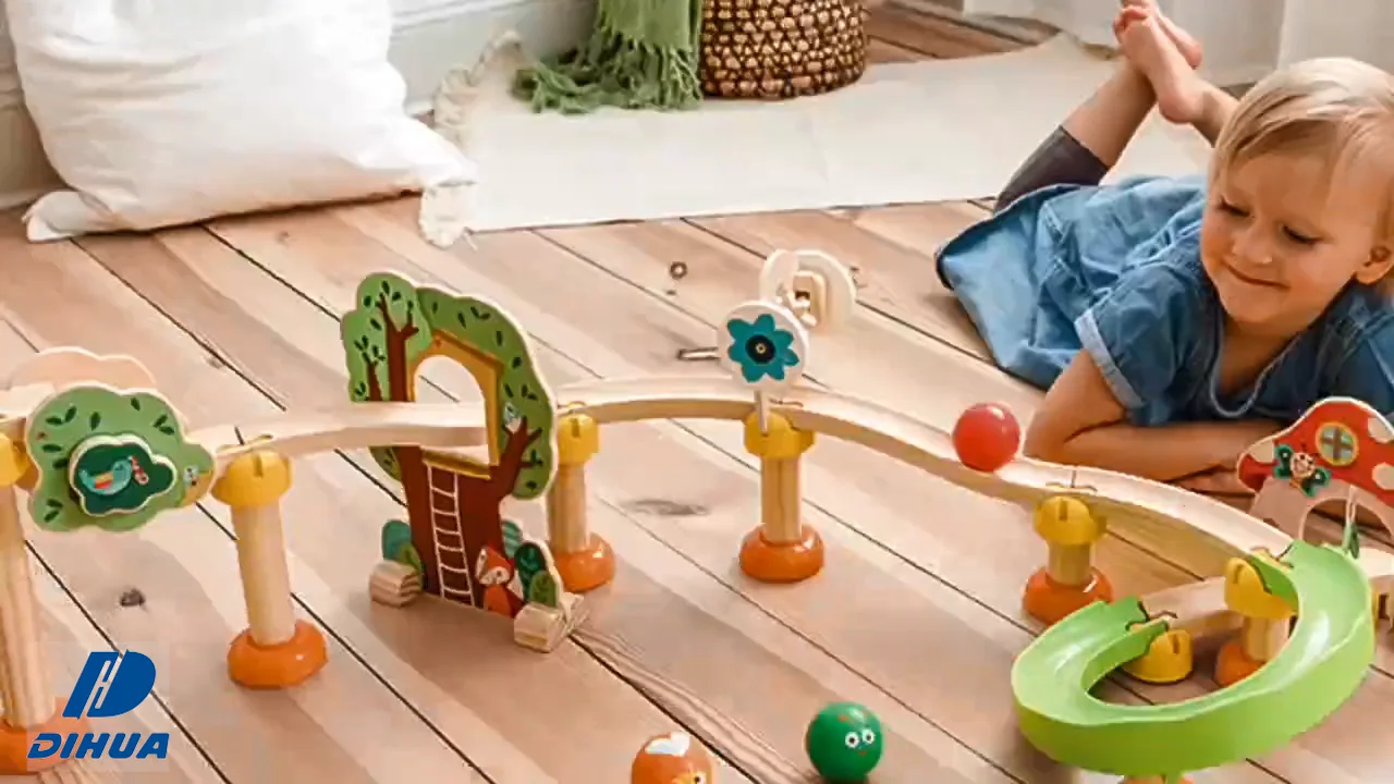 Wooden Ball Roll Toy For Kids Educational Diy Assembly Slide Balls