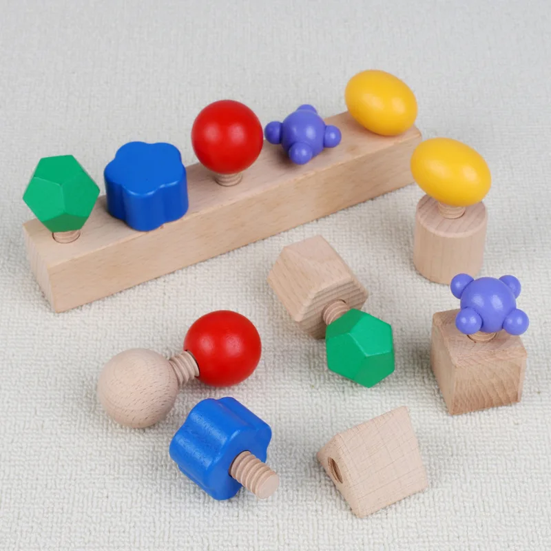 子供向け木製DIYねじとナットパズル ベビー早期教育モンテッソーリ式分解・組立ねじ玩具