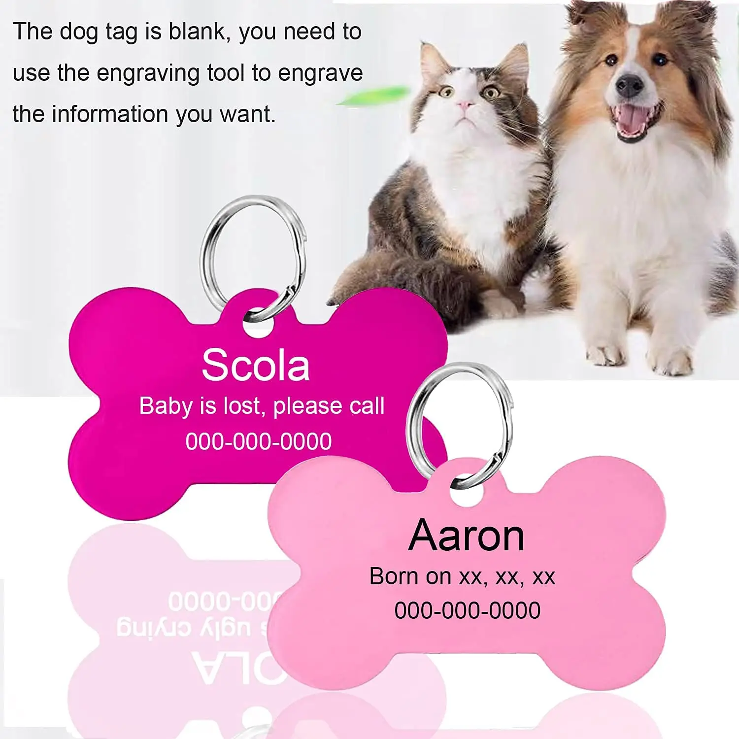 Aluminum Pet Id Tags In Bone,Round,Star,Heart,Hydrant,Dog Tags And Cat