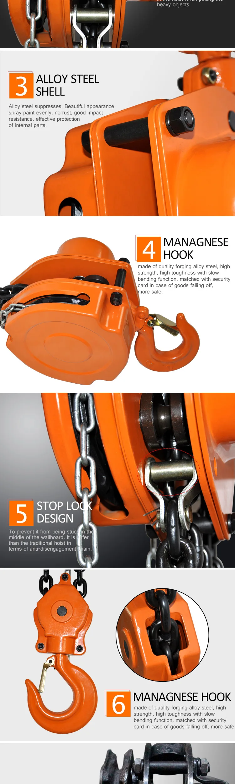 Mechanical Chain Block Round Manual 1 2 Hand Lift Movement Chain Block