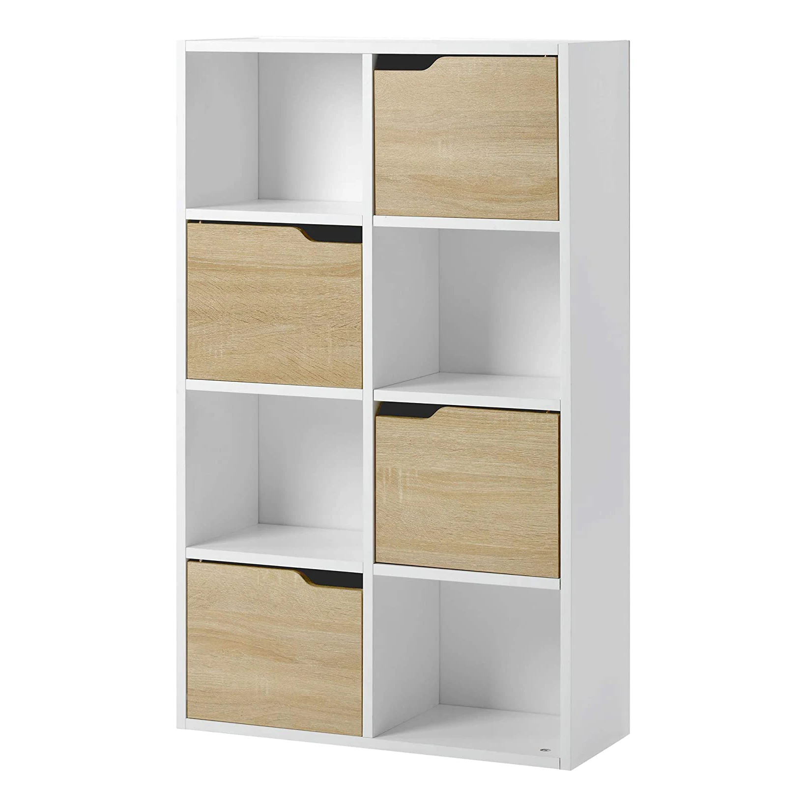 Wood Bookcase Compartment, Display Storage Rack Cube Storage Unit, 4 Tier Bookshelf Wooden Shelf Organiser Book and DVD Storage