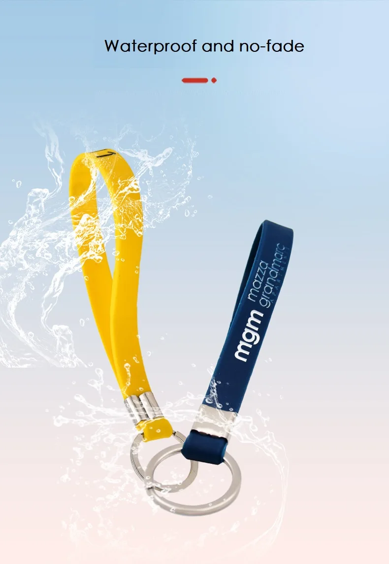 Custom Logo Promotional Silicone Wristband Keychains Advertising Rubber Bracelet Keychain With
