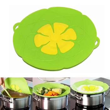round Anti-Flutter Silicone Kitchen Tool Pan No Boil over Safeguard Steam Hole Spill Proof Stopper Pot Lid Lifter Cookware Cover