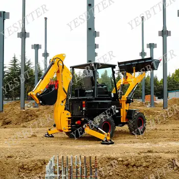 Free Shipping 4x4 Backhoe Earth-Moving Machinery Diesel Front Loader And Backhoe Tractor Mini Towable Backhoe Loader