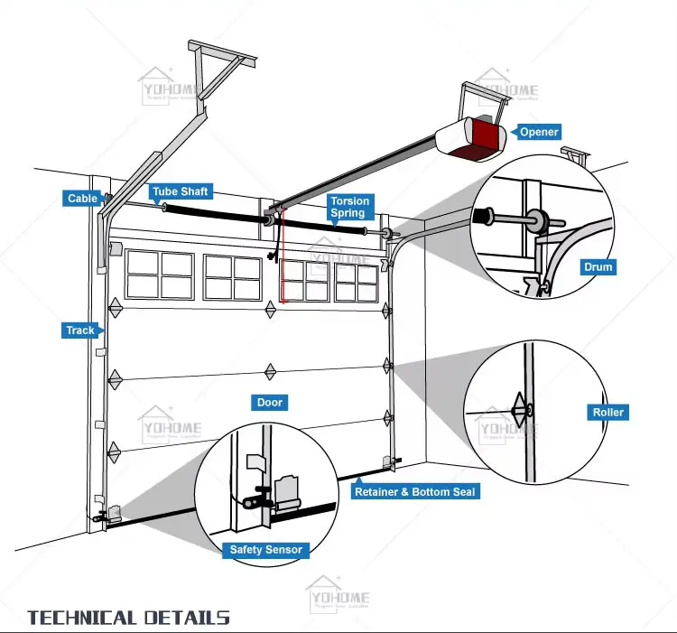 European Modern Villa Vertical Bi Folding Garage Doors Slatted Aluminium Flush Mount Sectional Garage Door