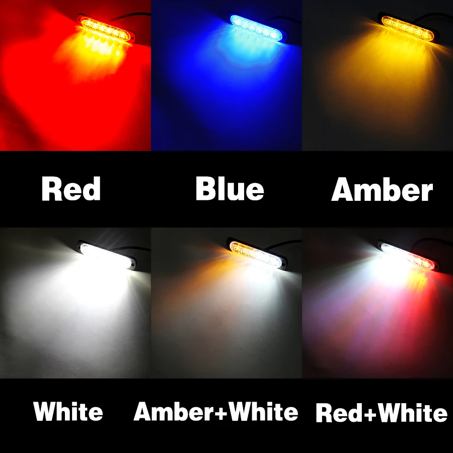 12v - 24v 6 Led Strobe Warning Light Strobe Grille Flashing Light Bar ...