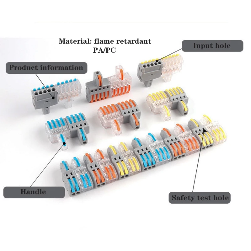 Quick Electric Connector Splitter Universal Compact Lever Connector 1 in 4 Out Wiring Terminal Block
