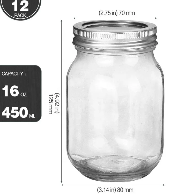 Glass Jar Supplier Wholesale Kitchen 150ml 250ml 300ml 500ml 750ml Wide  Mouth Mason Jars 8 Oz 16 Oz Glass Storage Jars with Lid - China 8oz Mason  Jar, 16 Oz Mason Jar