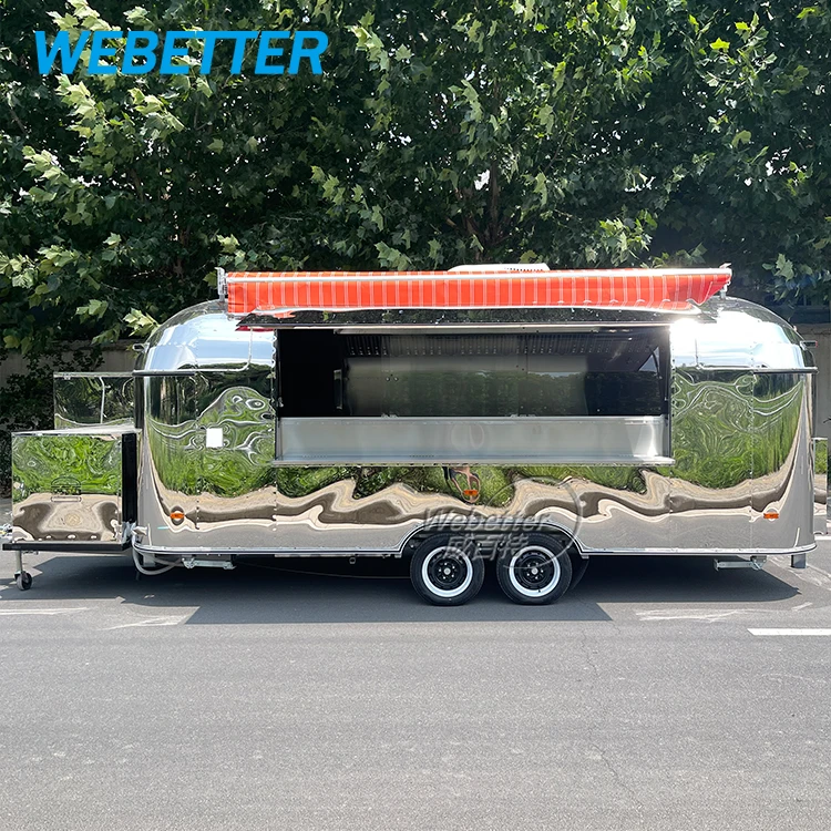 WEBETTER Mobile Mobile Food Trailers Fully Equipped Stainless Steel Mobile Coffee Ice Cream Fast Food Truck With Full Kitchen