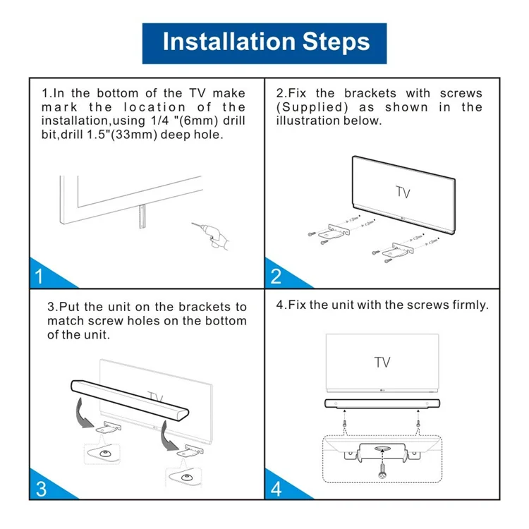 Motiexic Wall Mount Brackets for LG Soundbars Save Space