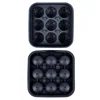 9 black football-shaped ice cubes