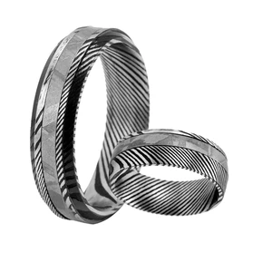 High Quality Damascus Steel Real Meteorite Ring Set Trendy Mens Jewelry for Wedding and Engagement Wholesale