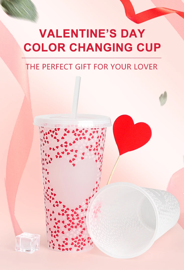 Custom Valentines Day Gift 2023 Diy Reusable 24 Oz Drink Mug Magic Cold