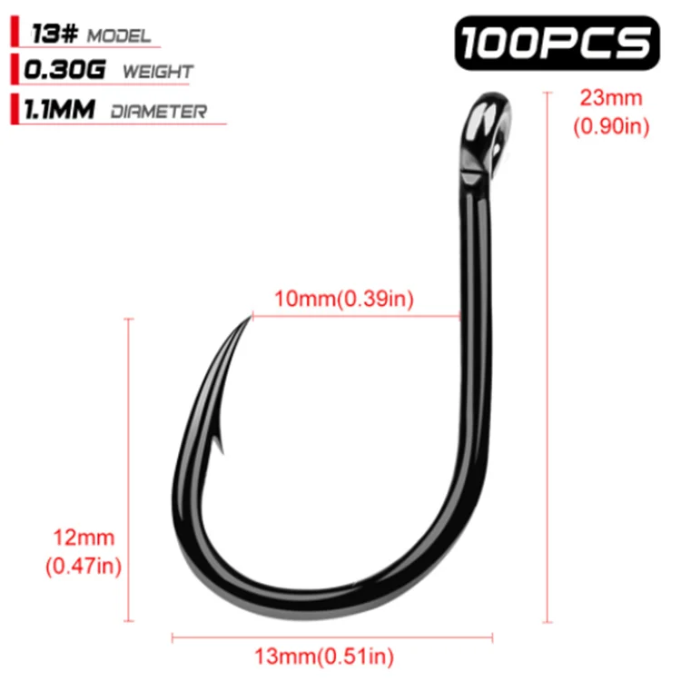 200pcs sliver wacky hook high carbon Steel worm fishing hooks for sea fishing